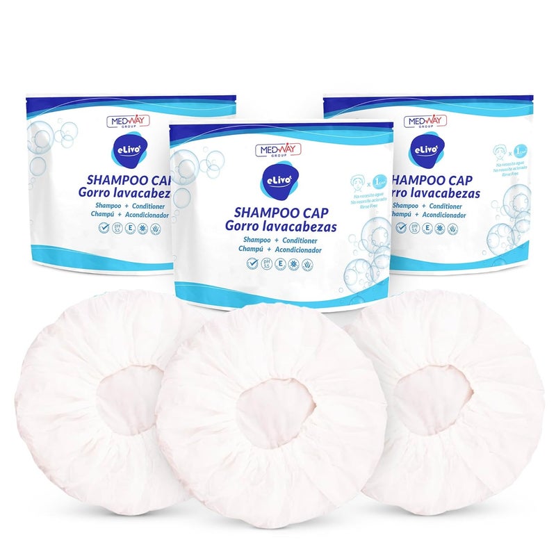 MedVance No Rinse Shampoo Cap | Rinse Free Shower Cap that Shampoos & Conditions | PH Balanced & Hypoallergenic Waterless Hair Wash | 3 Pack - Image 1